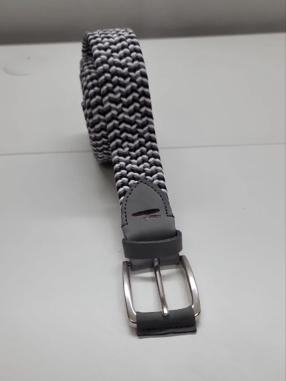 Johnnie-O Men's Braided Stretch Cotton Belt - Black, White And Gray Size XXL